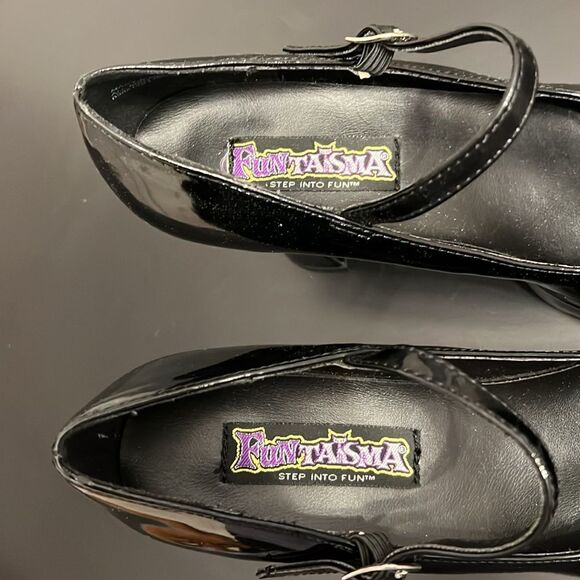 Fantasma Costume Pleaser 4" Chunky Mary Jane Black Patent Heels 8 - Picture 8 of 11